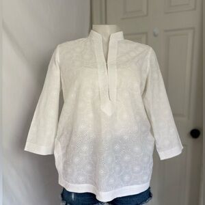 Liz Claiborne White Eyelet Tunic Top